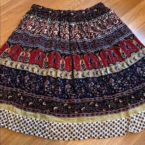 Vintage 1990’s Sag Harbor bohemian red multicolor paisley floral skirt. Size M.